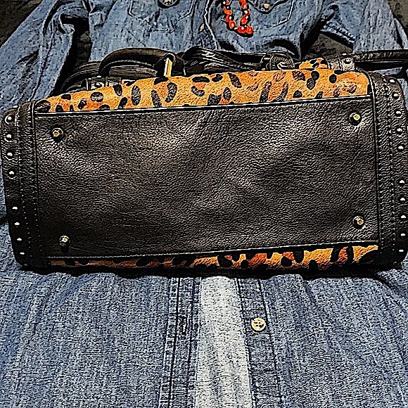 Replica orYANY Leopard Print/Cowhide Satchel Bag - Picture 4 of 12